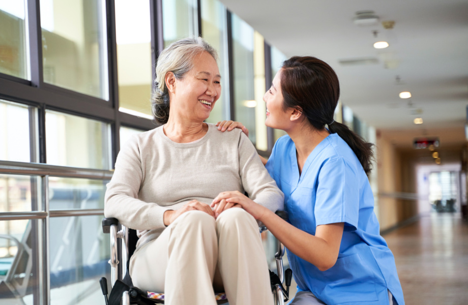 elderly woman from CALD background at aged care facility